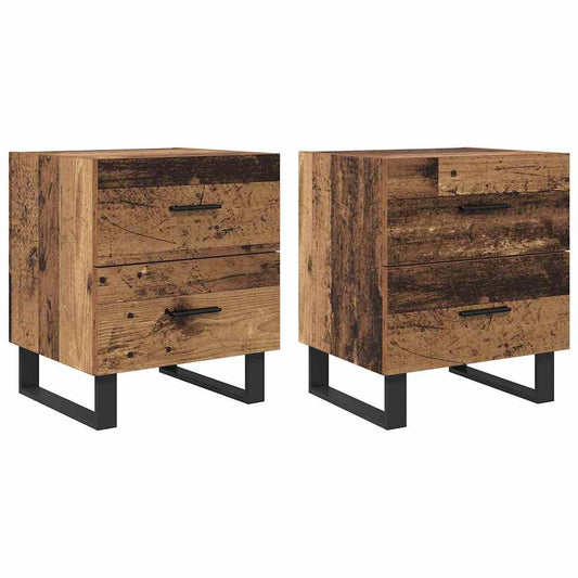 vidaXL Κομοδίνο 2 pcs Παλιό ξύλο και μαύρο 40 x 35 x 47,5 εκ