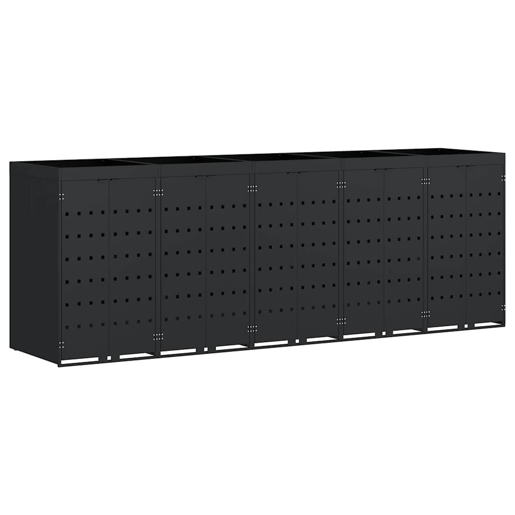 vidaXL Αποθήκη τροχήλατου κάδου για 5 κάδους Μαύρο