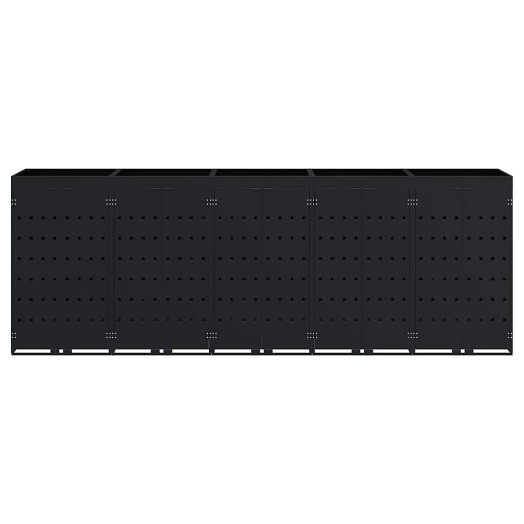 vidaXL Αποθήκη τροχήλατου κάδου για 5 κάδους Μαύρο