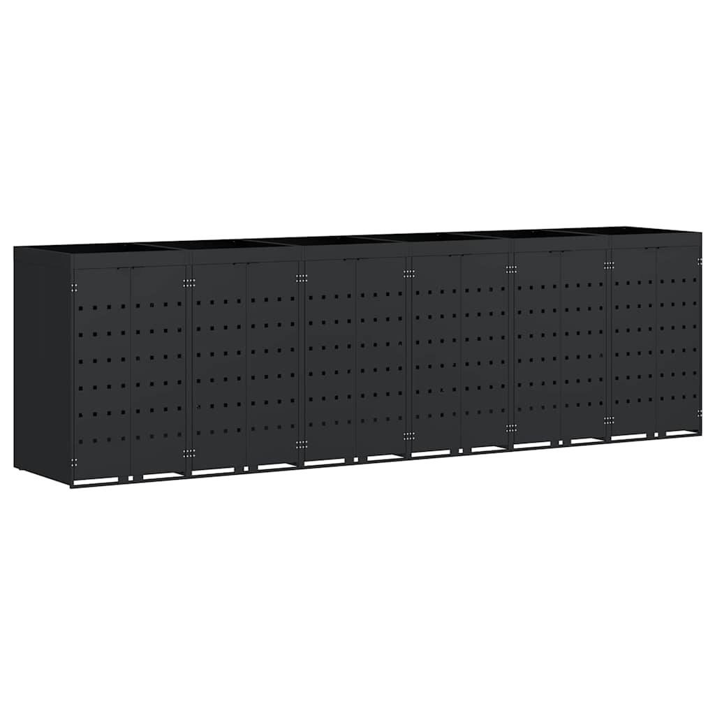 vidaXL Αποθήκη τροχήλατου κάδου για 6 κάδους Μαύρο