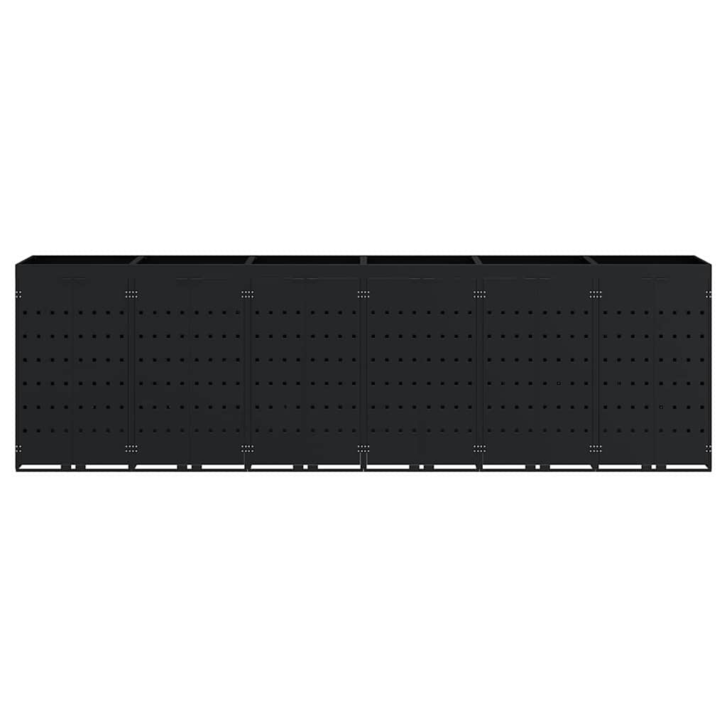 vidaXL Αποθήκη τροχήλατου κάδου για 6 κάδους Μαύρο