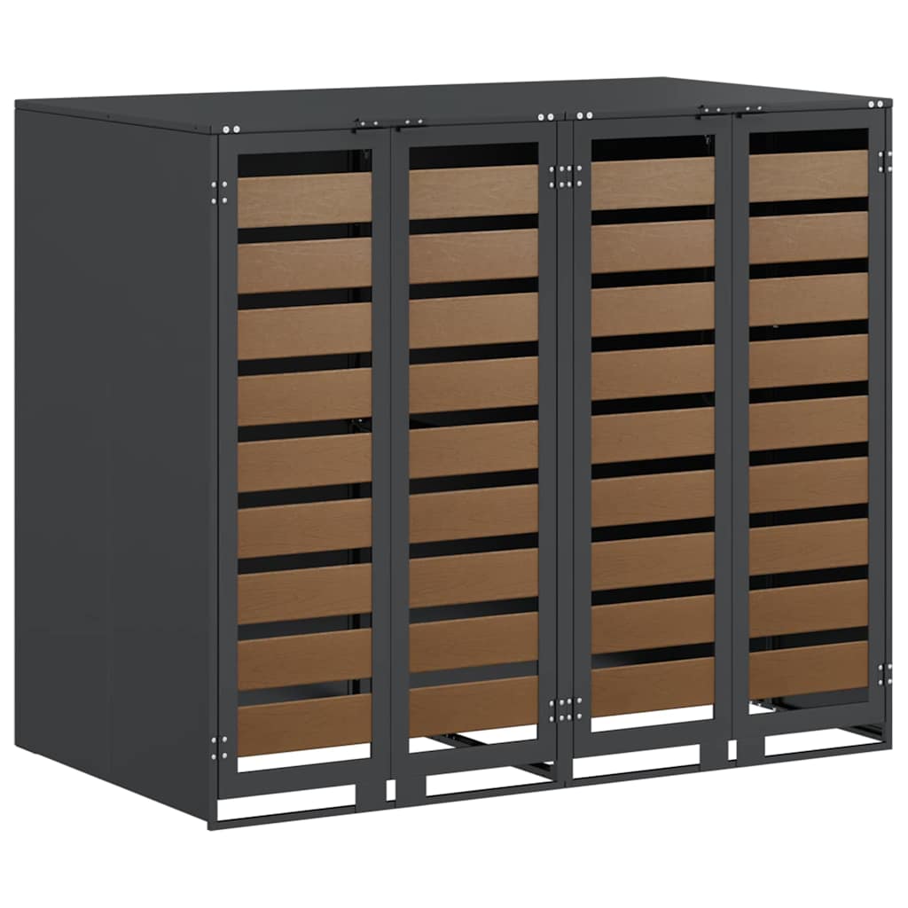 vidaXL Αποθήκη τροχήλατου κάδου για 3 κάδους Ανθρακί