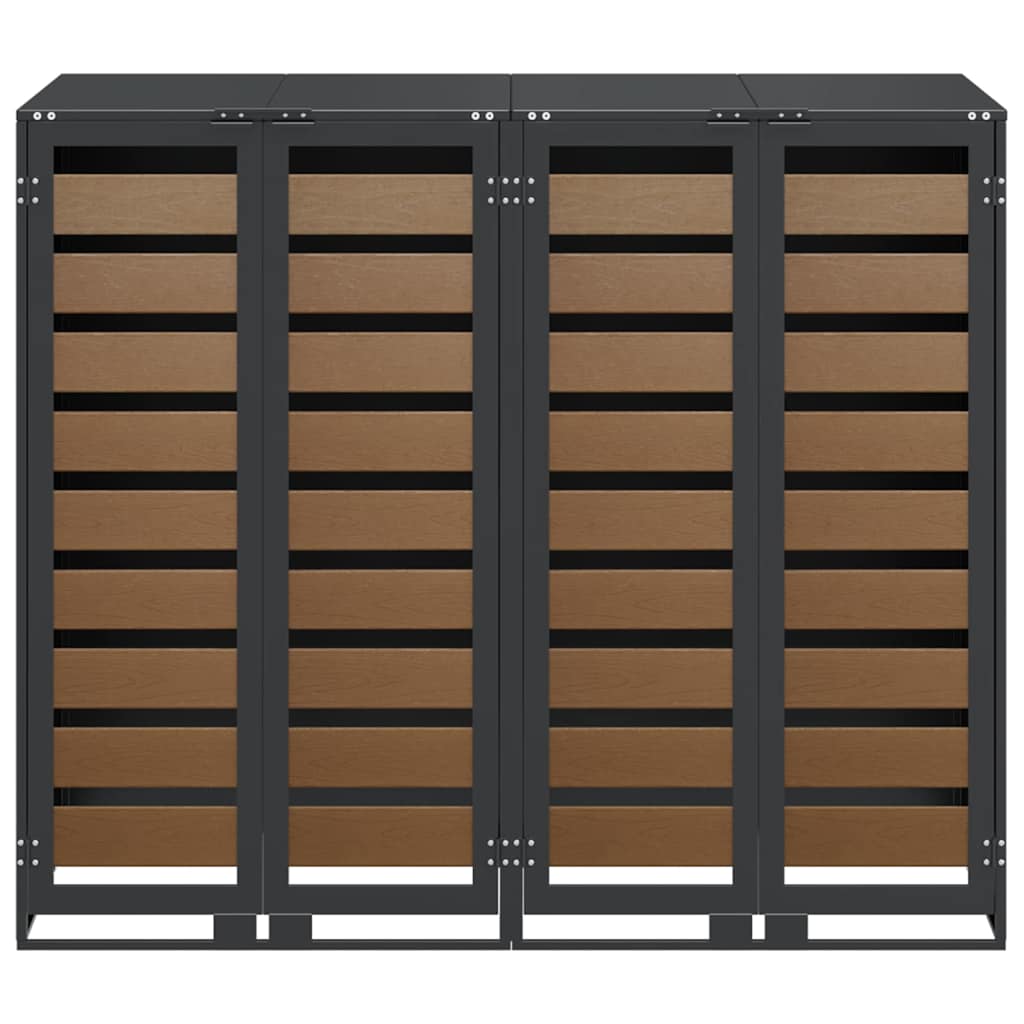 vidaXL Αποθήκη τροχήλατου κάδου για 3 κάδους Ανθρακί