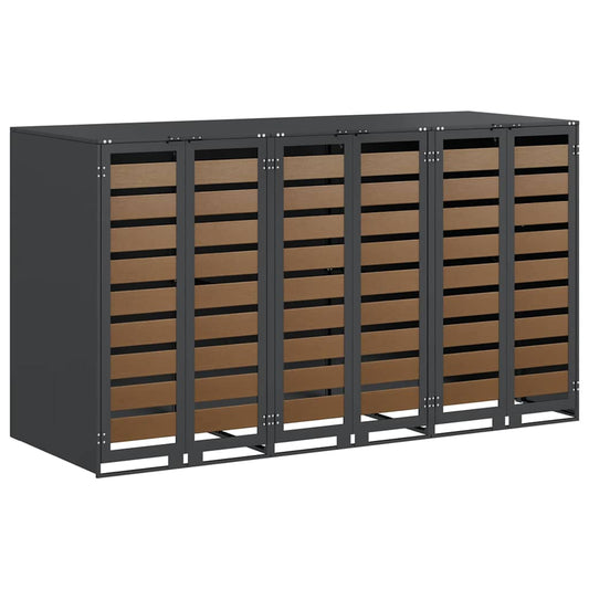 vidaXL Αποθήκη τροχήλατου κάδου για 3 κάδους Ανθρακί