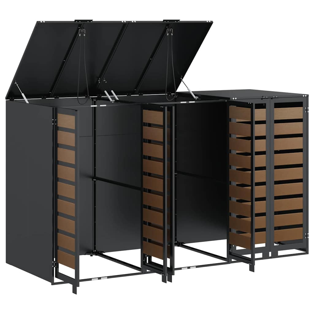 vidaXL Αποθήκη τροχήλατου κάδου για 3 κάδους Ανθρακί