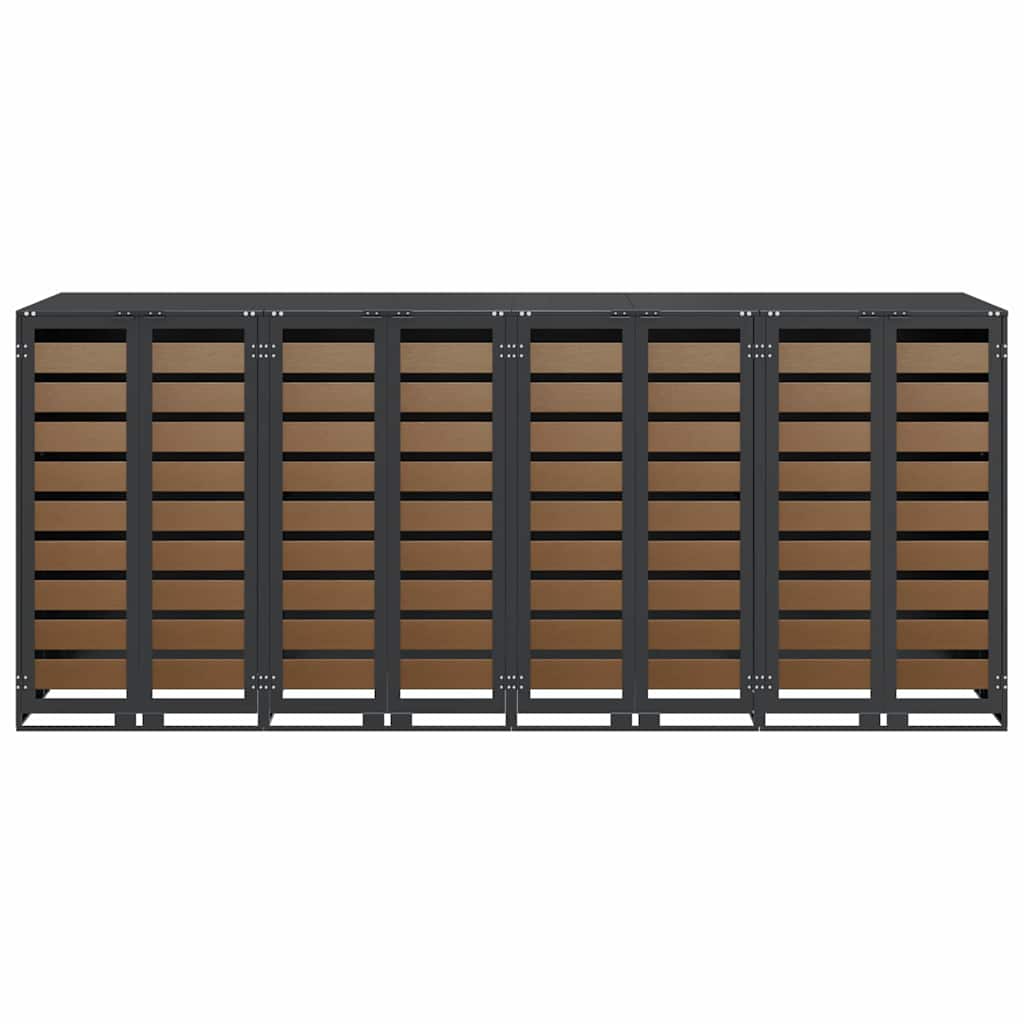 vidaXL Αποθήκη τροχήλατου κάδου για 3 κάδους Ανθρακί