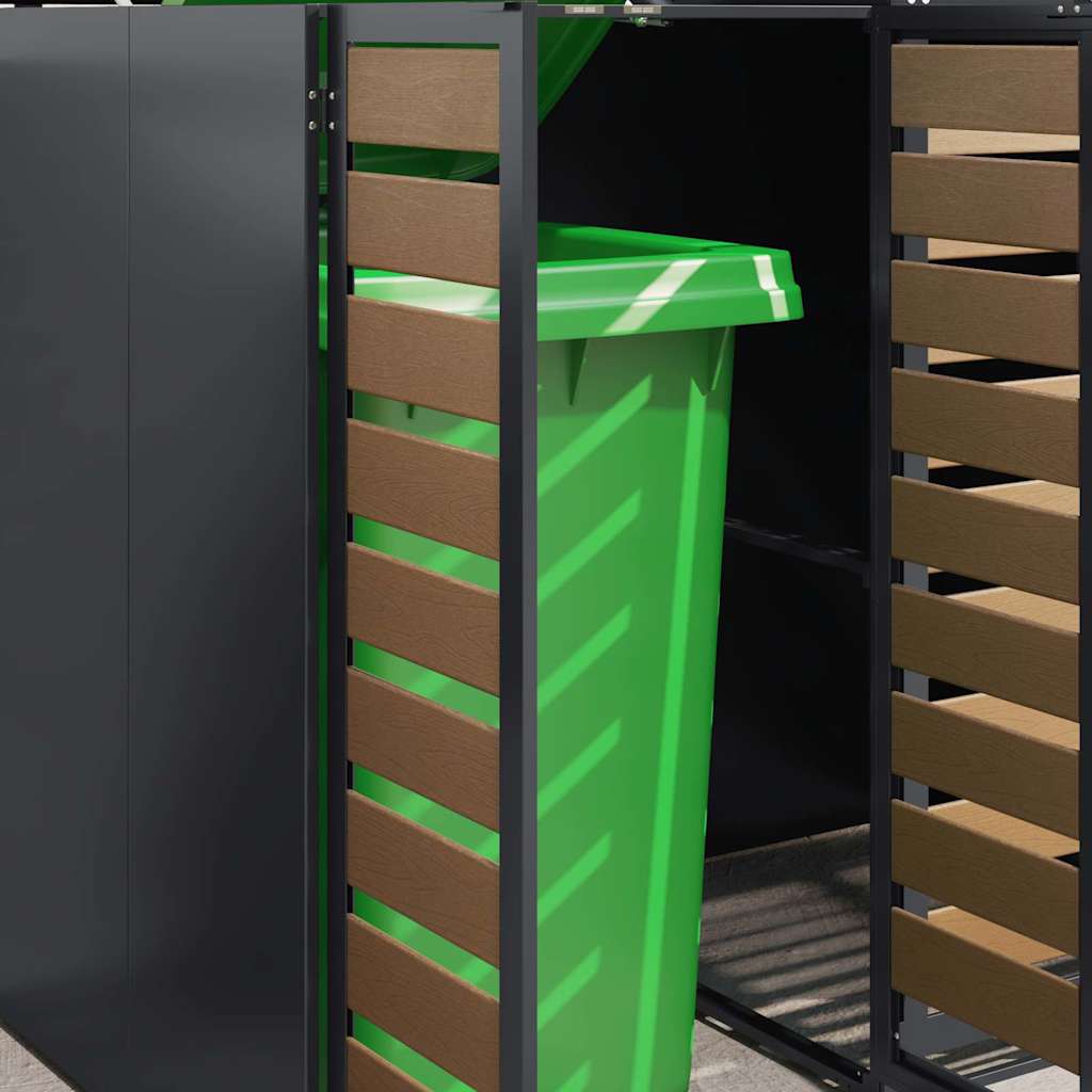 vidaXL Αποθήκη τροχήλατου κάδου για 3 κάδους Ανθρακί