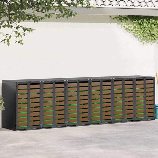 vidaXL Αποθήκη τροχήλατου κάδου για 3 κάδους Ανθρακί