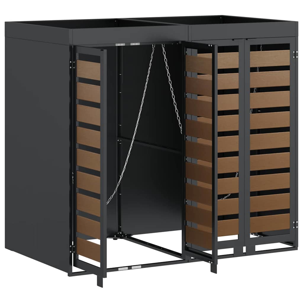 vidaXL Αποθήκη τροχήλατου κάδου για 3 κάδους Ανθρακί