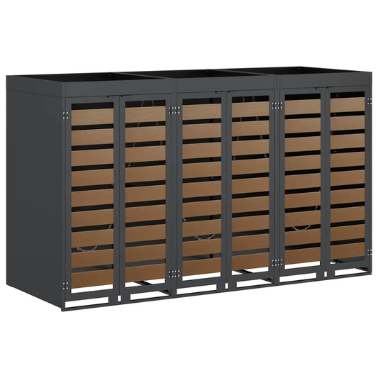 vidaXL Αποθήκη τροχήλατου κάδου για 3 κάδους Ανθρακί