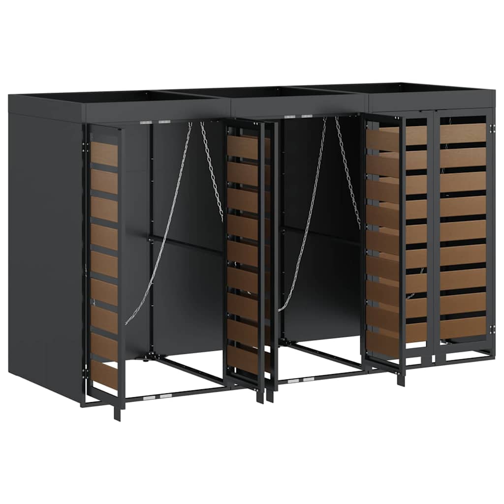 vidaXL Αποθήκη τροχήλατου κάδου για 3 κάδους Ανθρακί