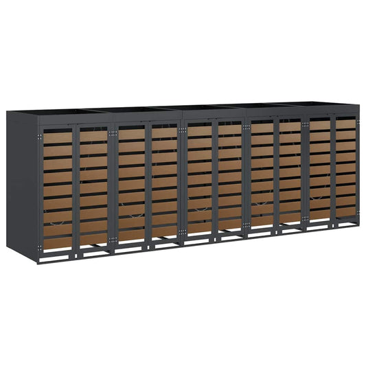 vidaXL Αποθήκη τροχήλατου κάδου για 3 κάδους Ανθρακί