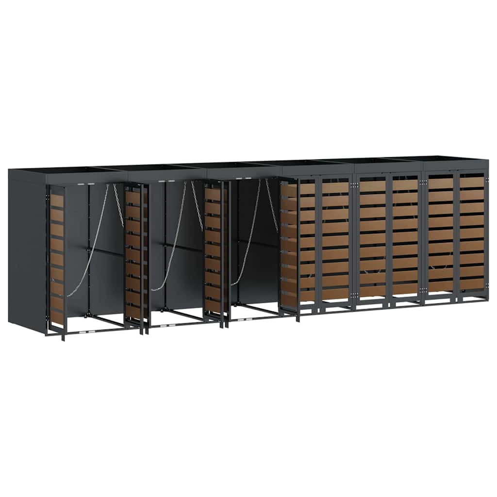 vidaXL Αποθήκη τροχήλατου κάδου για 3 κάδους Ανθρακί