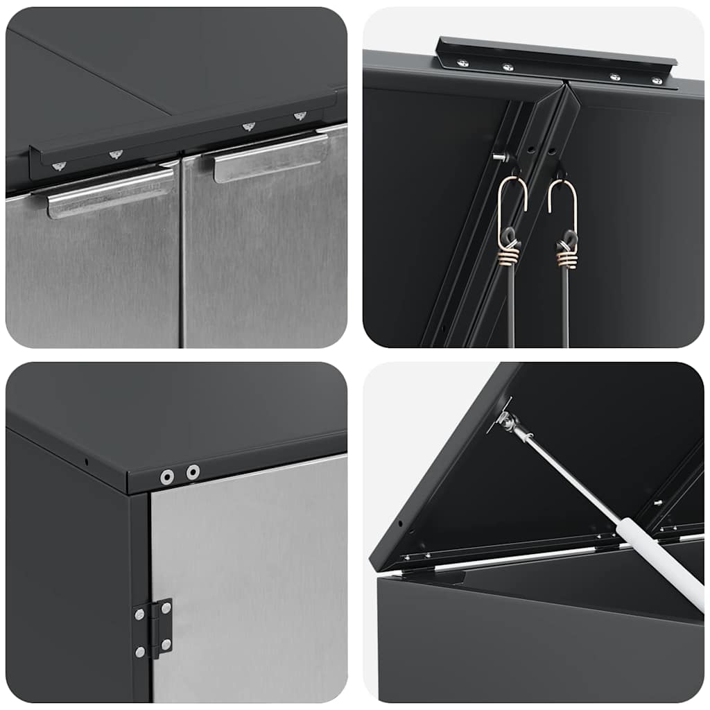 vidaXL Αποθήκη τροχήλατου κάδου για 3 κάδους Ανθρακί