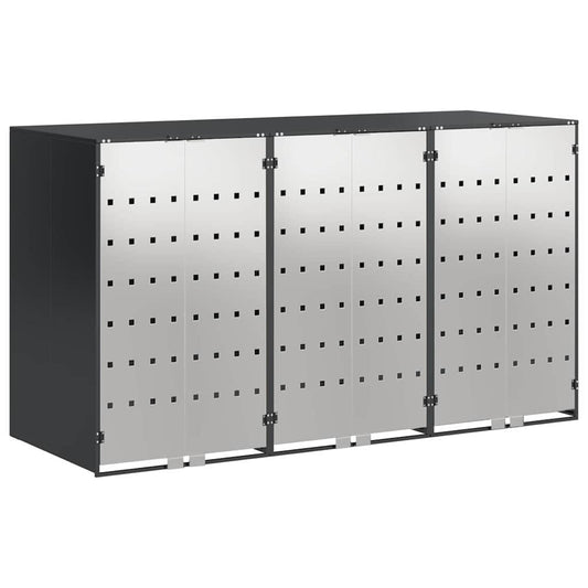 vidaXL Αποθήκη τροχήλατου κάδου για 3 κάδους Ανθρακί