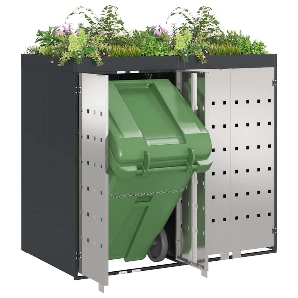 vidaXL Αποθήκη τροχήλατου κάδου για 3 κάδους Ανθρακί