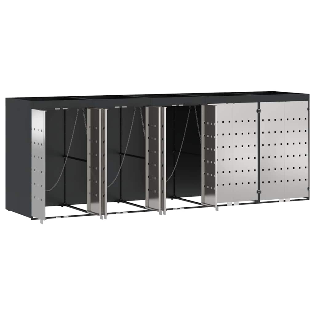 vidaXL Αποθήκη τροχήλατου κάδου για 3 κάδους Ανθρακί