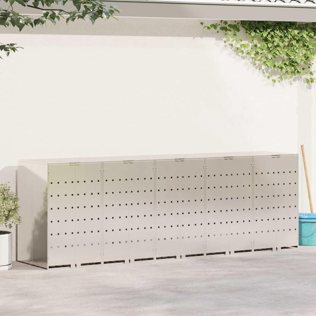 vidaXL Αποθήκη τροχήλατου κάδου για 3 κάδους Ασημί