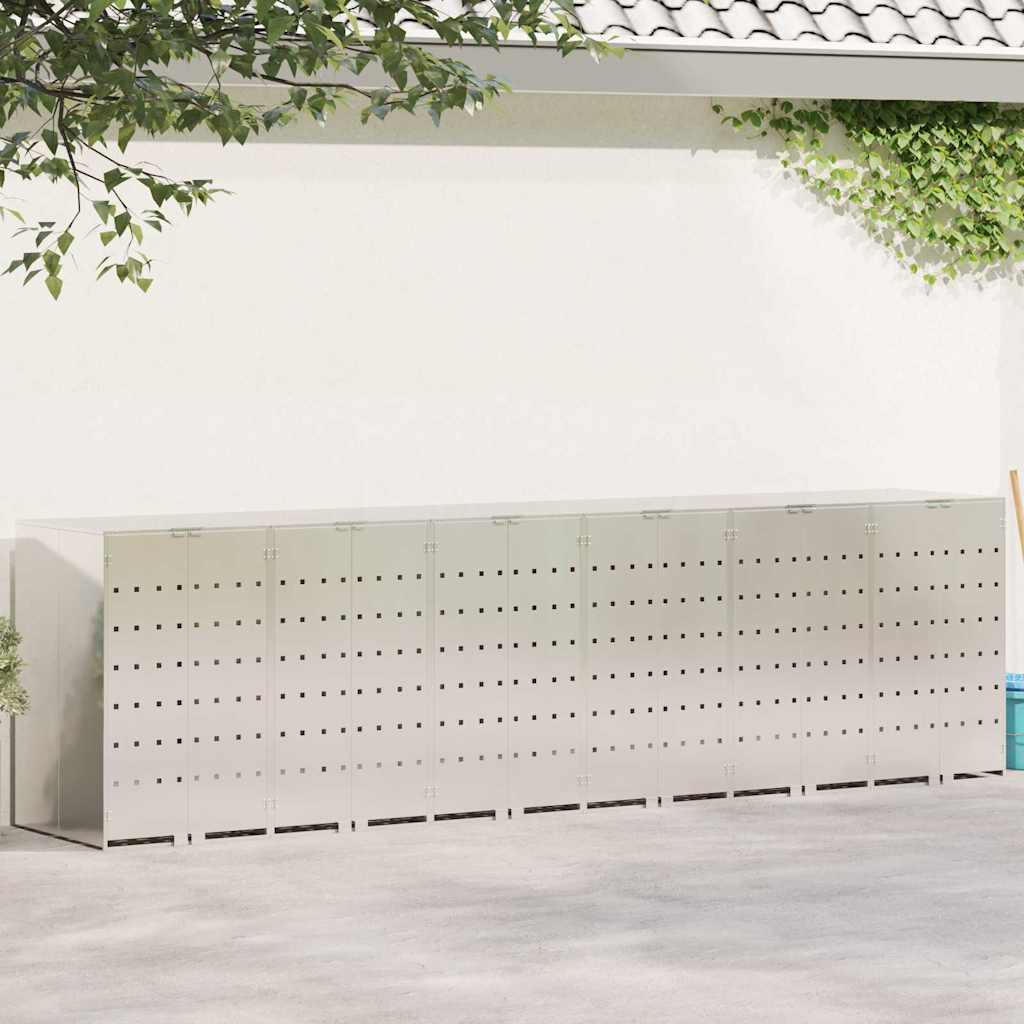 vidaXL Αποθήκη τροχήλατου κάδου για 3 κάδους Ασημί