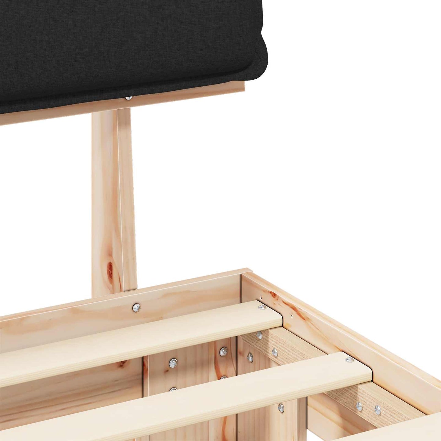 vidaXL Σκελετός Κρεβατιού με Επενδεδυμένο Κεφαλάρι Μαύρο 140 x 200 cm