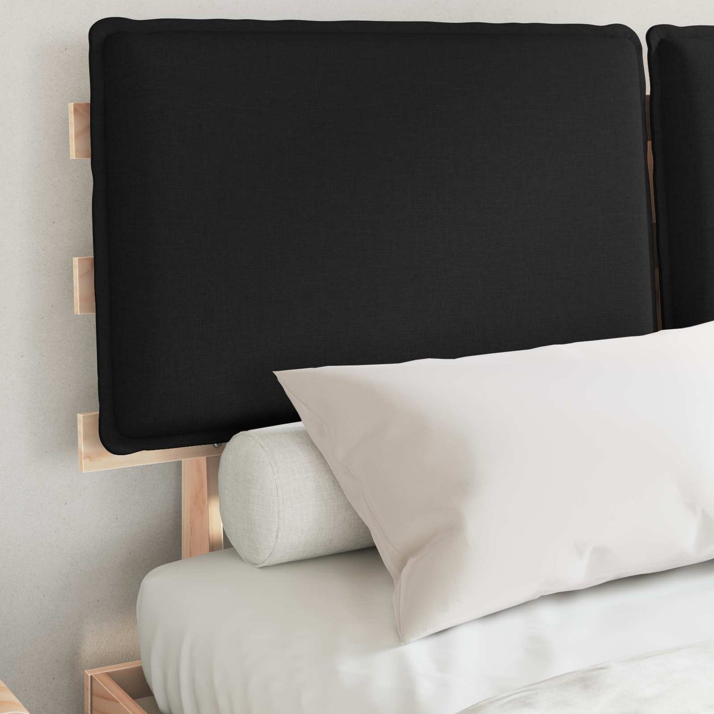 vidaXL Σκελετός Κρεβατιού με Επενδεδυμένο Κεφαλάρι Μαύρο 140 x 200 cm