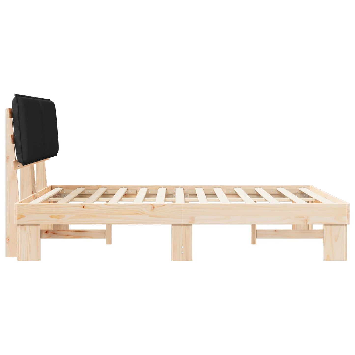 vidaXL Σκελετός Κρεβατιού με Επενδεδυμένο Κεφαλάρι Μαύρο 140 x 200 cm