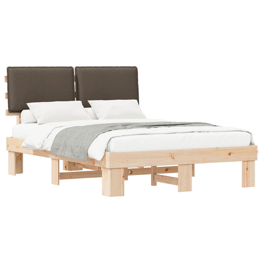 vidaXL Σκελετός Κρεβατιού με Επενδεδυμένο Κεφαλάρι Taupe 140 x 200 cm