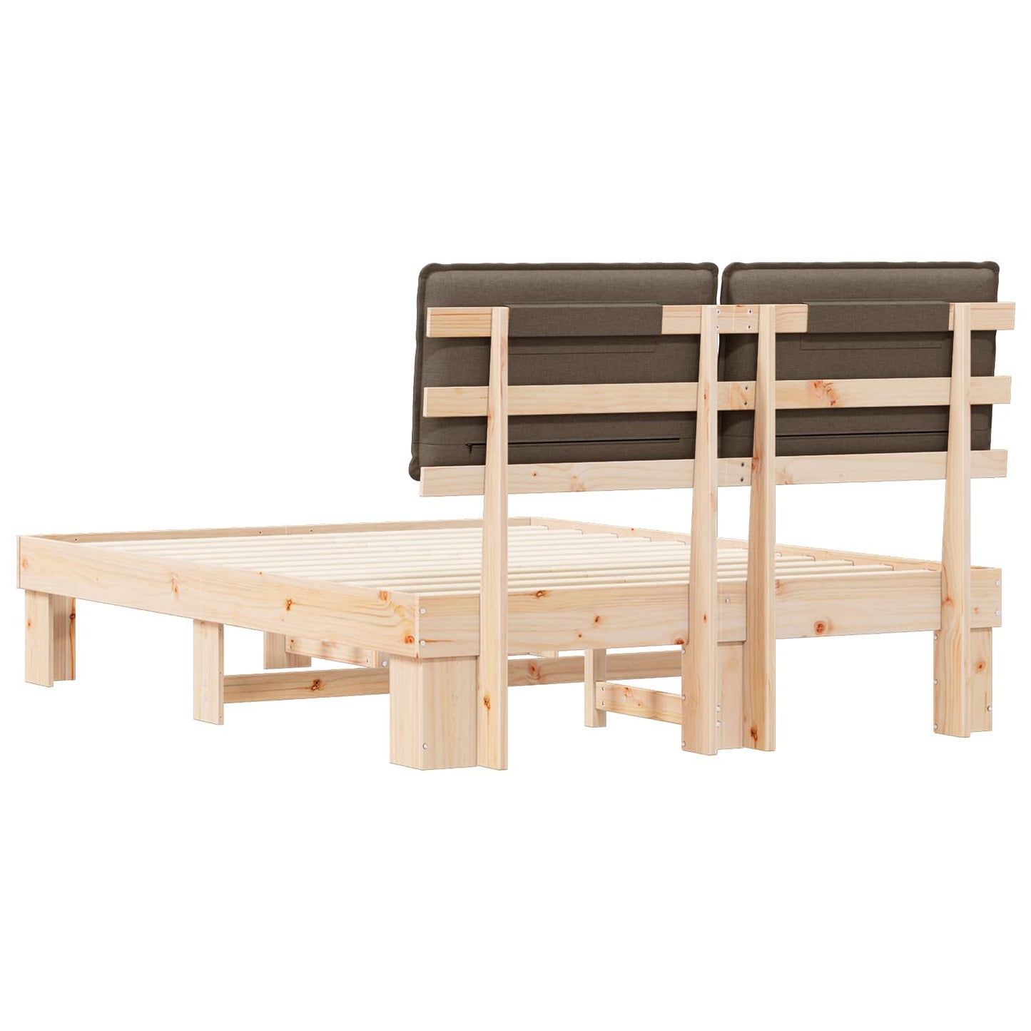 vidaXL Σκελετός Κρεβατιού με Επενδεδυμένο Κεφαλάρι Taupe 140 x 200 cm