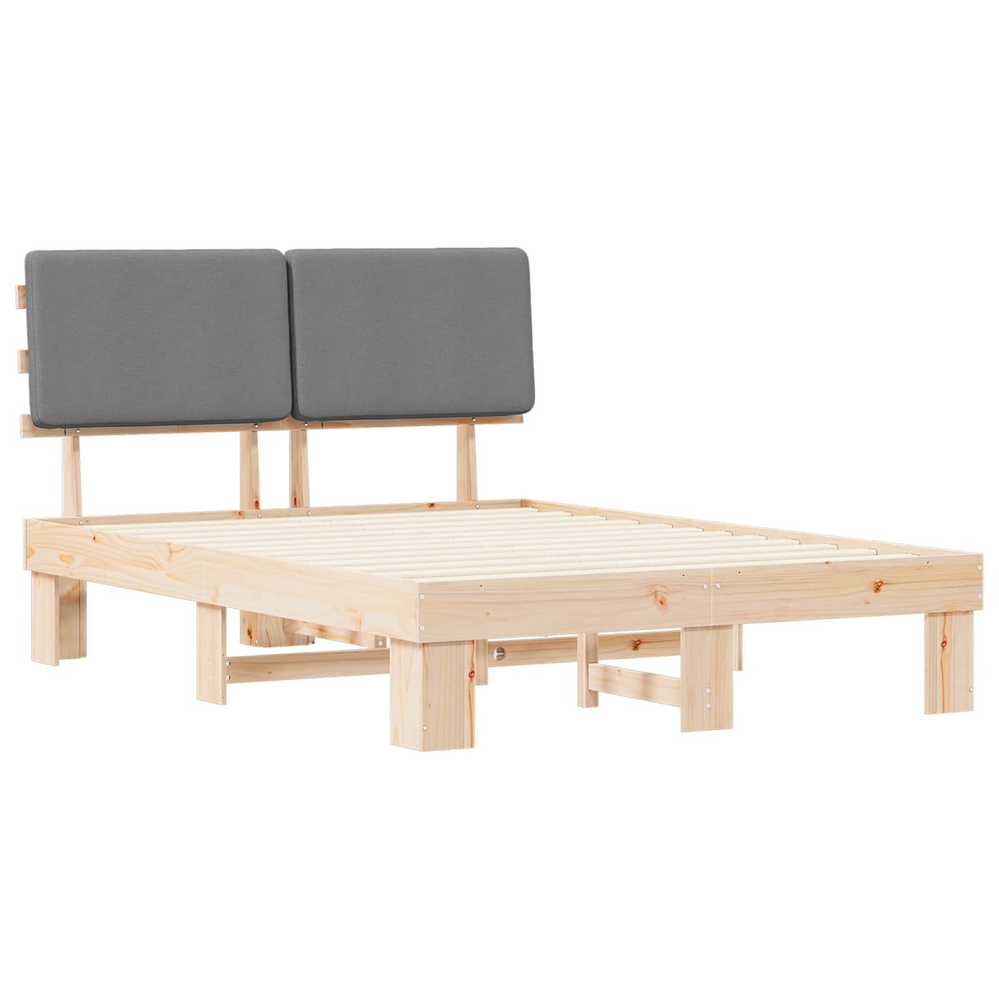 vidaXL Σκελετός Κρεβατιού με Επενδεδυμένο Κεφαλάρι Ανοιχτό γκρι