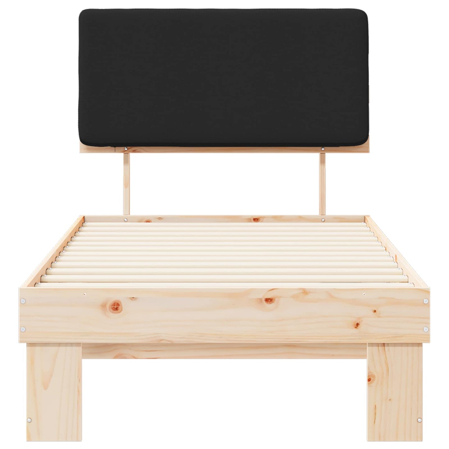 vidaXL Σκελετός Κρεβατιού με Επενδεδυμένο Κεφαλάρι Μαύρο 90 x 200 cm