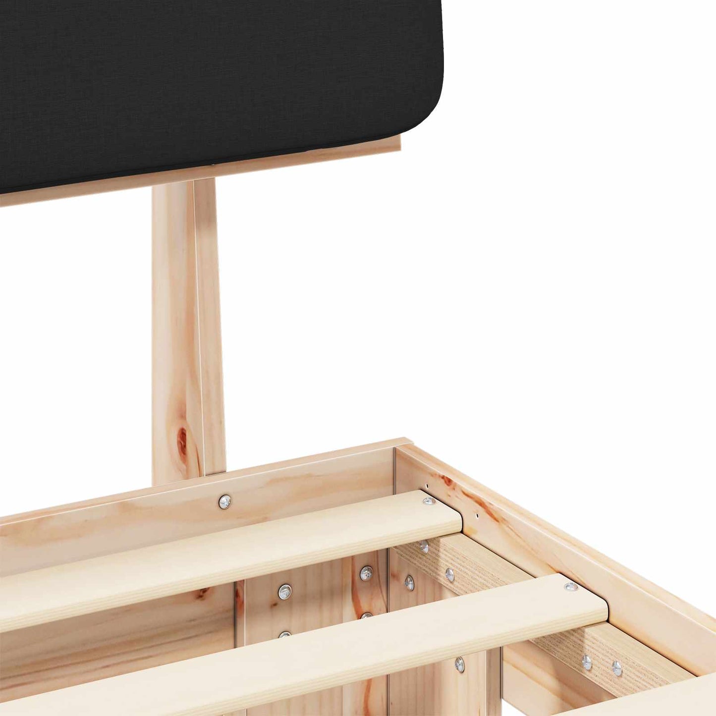 vidaXL Σκελετός Κρεβατιού με Επενδεδυμένο Κεφαλάρι Μαύρο 75 x 190 cm