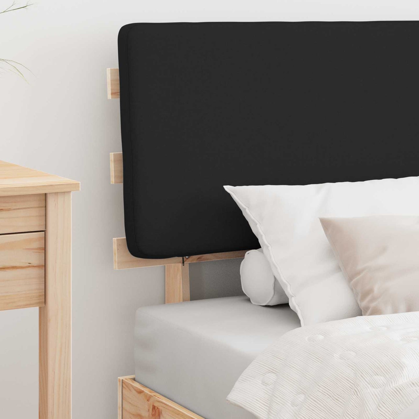 vidaXL Σκελετός Κρεβατιού με Επενδεδυμένο Κεφαλάρι Μαύρο 75 x 190 cm