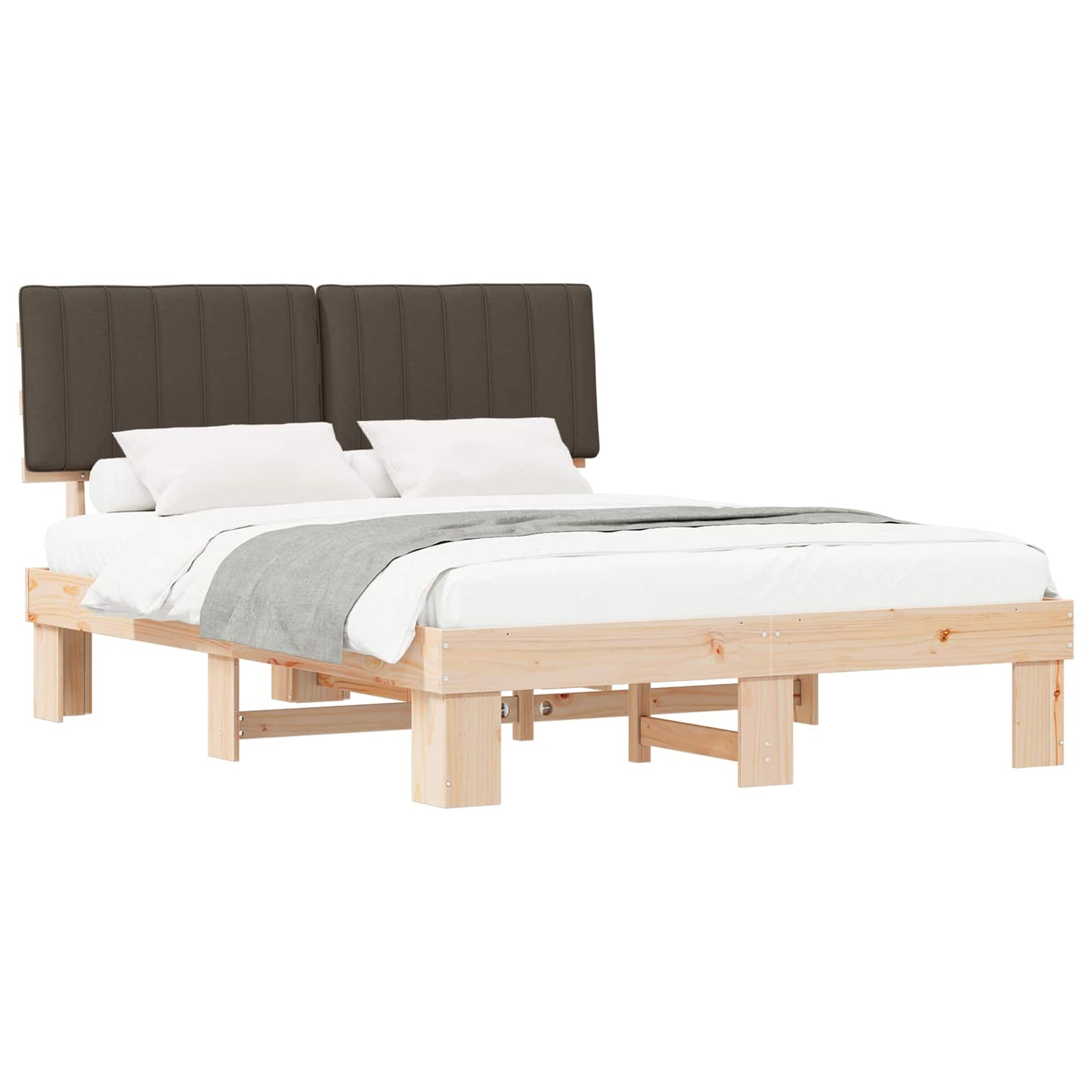 vidaXL Σκελετός Κρεβατιού με Επενδεδυμένο Κεφαλάρι Taupe 160 x 200 cm