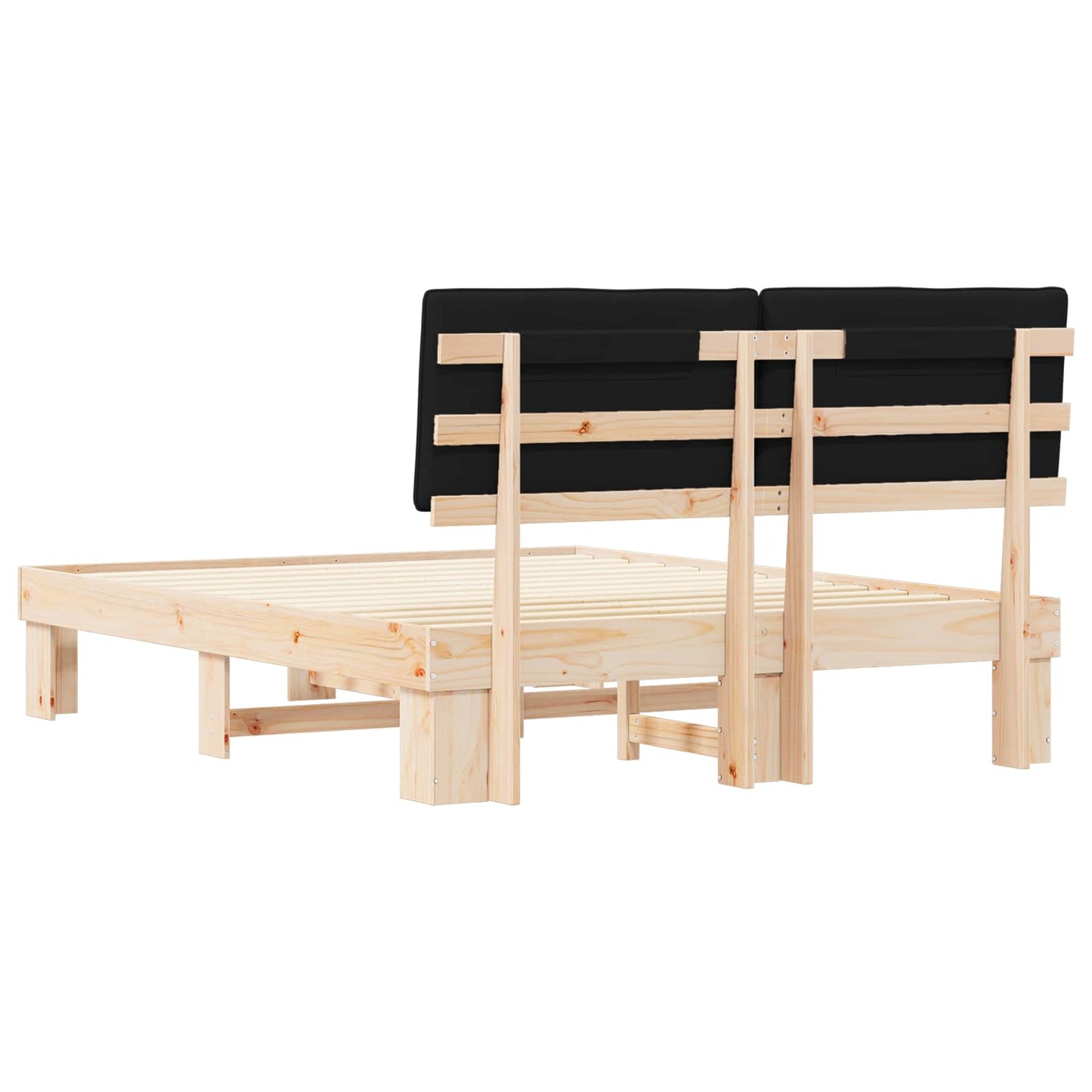 vidaXL Σκελετός Κρεβατιού με Επενδεδυμένο Κεφαλάρι Μαύρο 150 x 200 cm