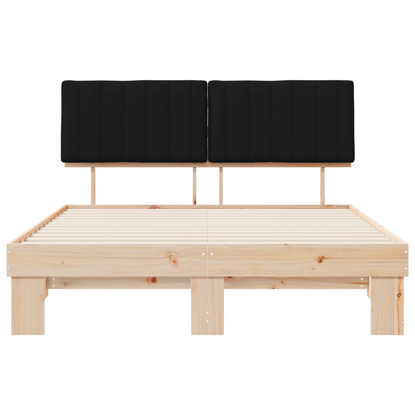 vidaXL Σκελετός Κρεβατιού με Επενδεδυμένο Κεφαλάρι Μαύρο 150 x 200 cm