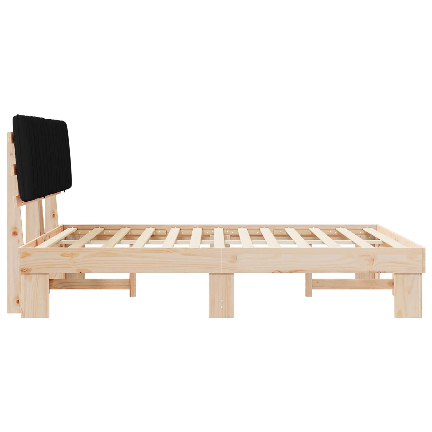 vidaXL Σκελετός Κρεβατιού με Επενδεδυμένο Κεφαλάρι Μαύρο 150 x 200 cm