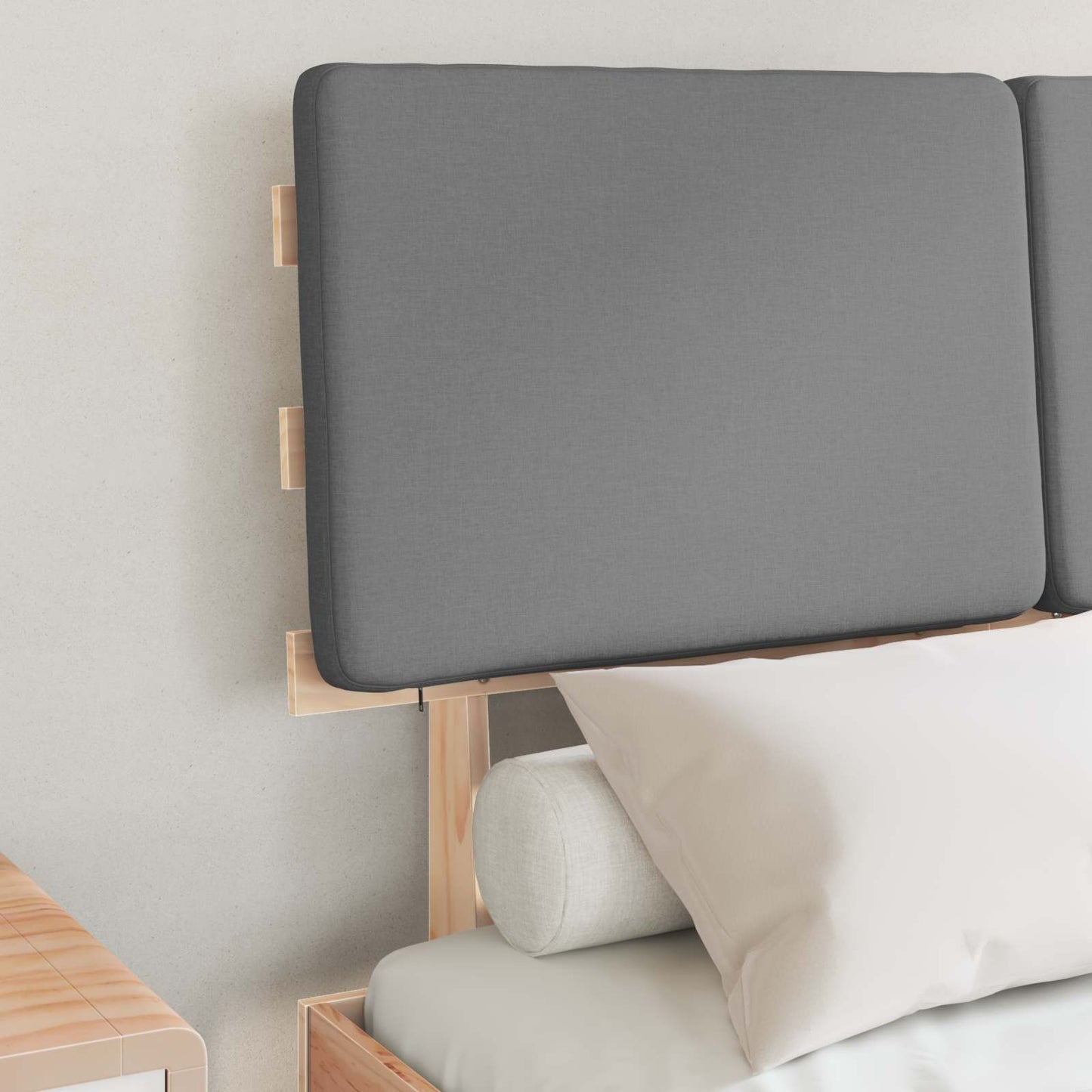 vidaXL Σκελετός Κρεβατιού με Επενδεδυμένο Κεφαλάρι Ανοιχτό γκρι
