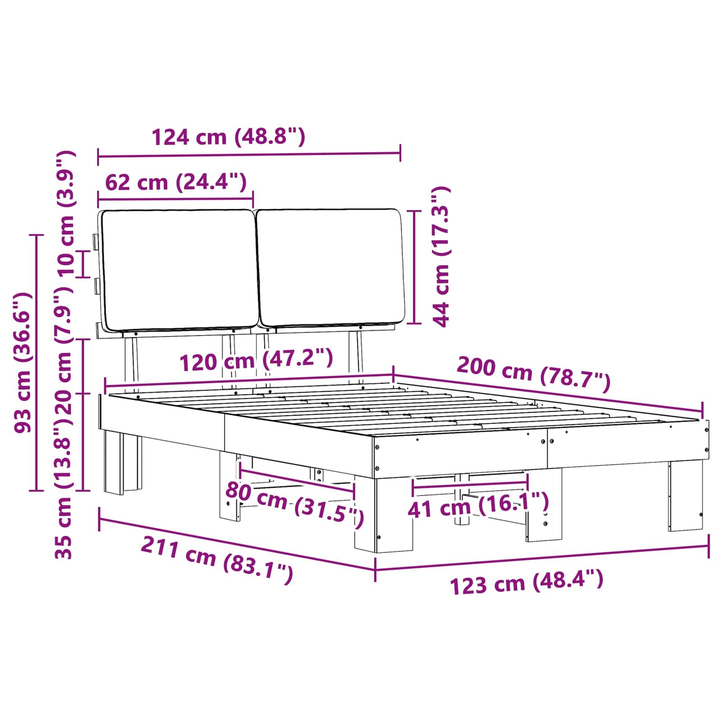 vidaXL Σκελετός Κρεβατιού με Επενδεδυμένο Κεφαλάρι Σκούρο Γκρι