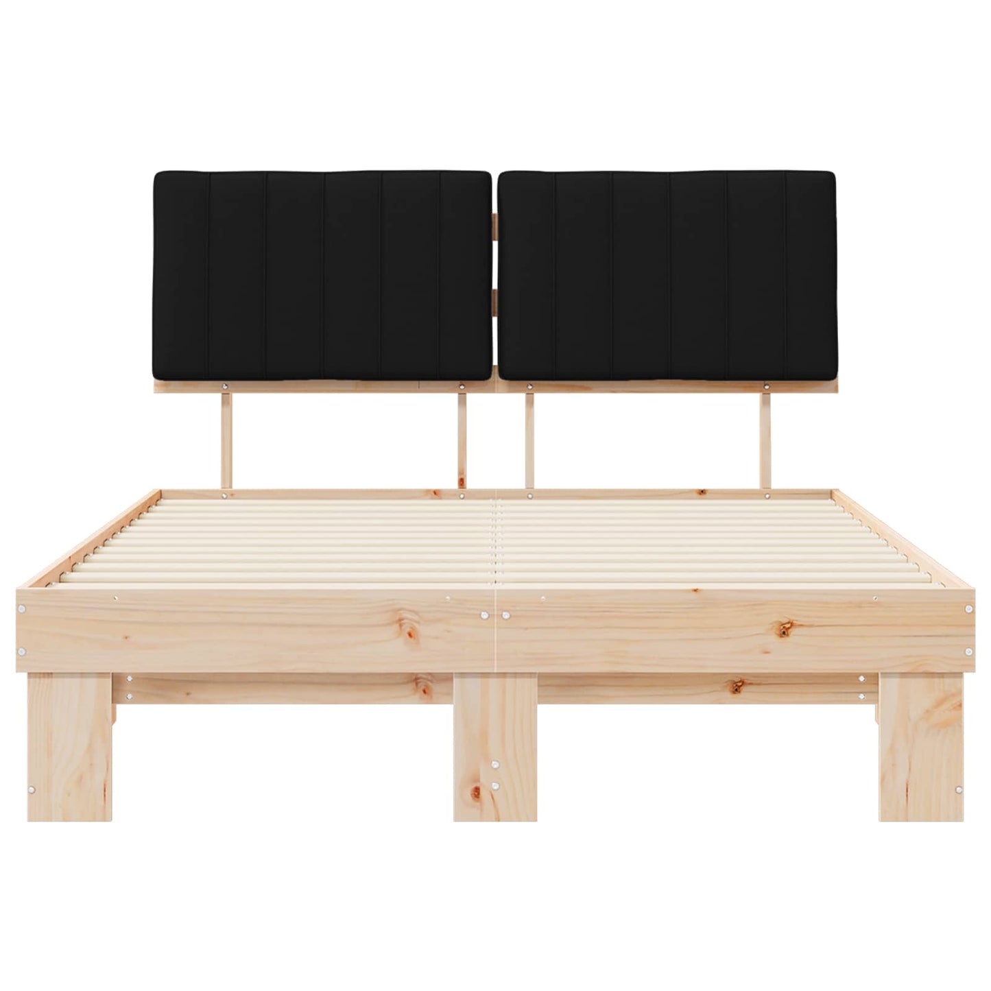 vidaXL Σκελετός Κρεβατιού με Επενδεδυμένο Κεφαλάρι Μαύρο 140 x 190 cm