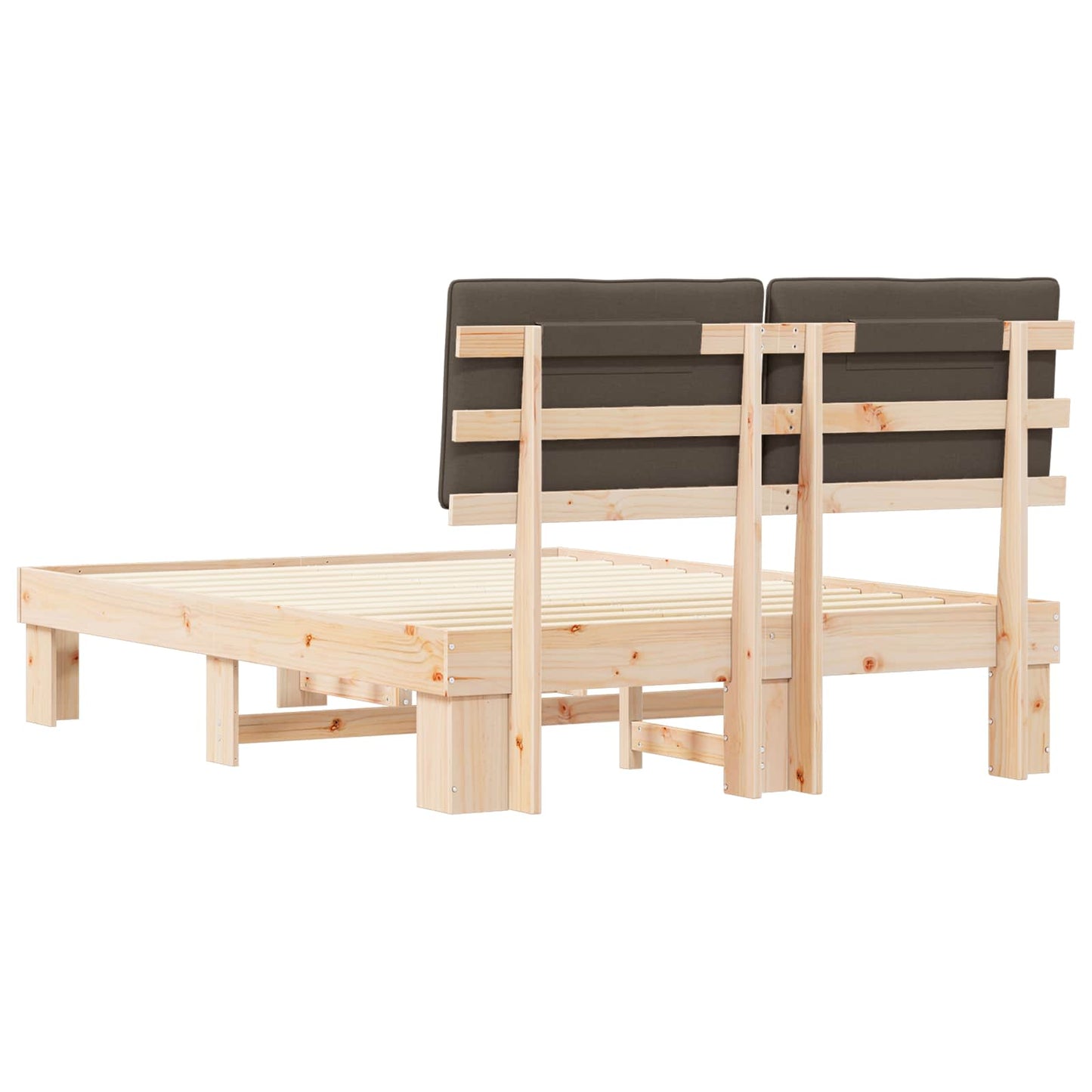 vidaXL Σκελετός Κρεβατιού με Επενδεδυμένο Κεφαλάρι Taupe 140 x 190 cm