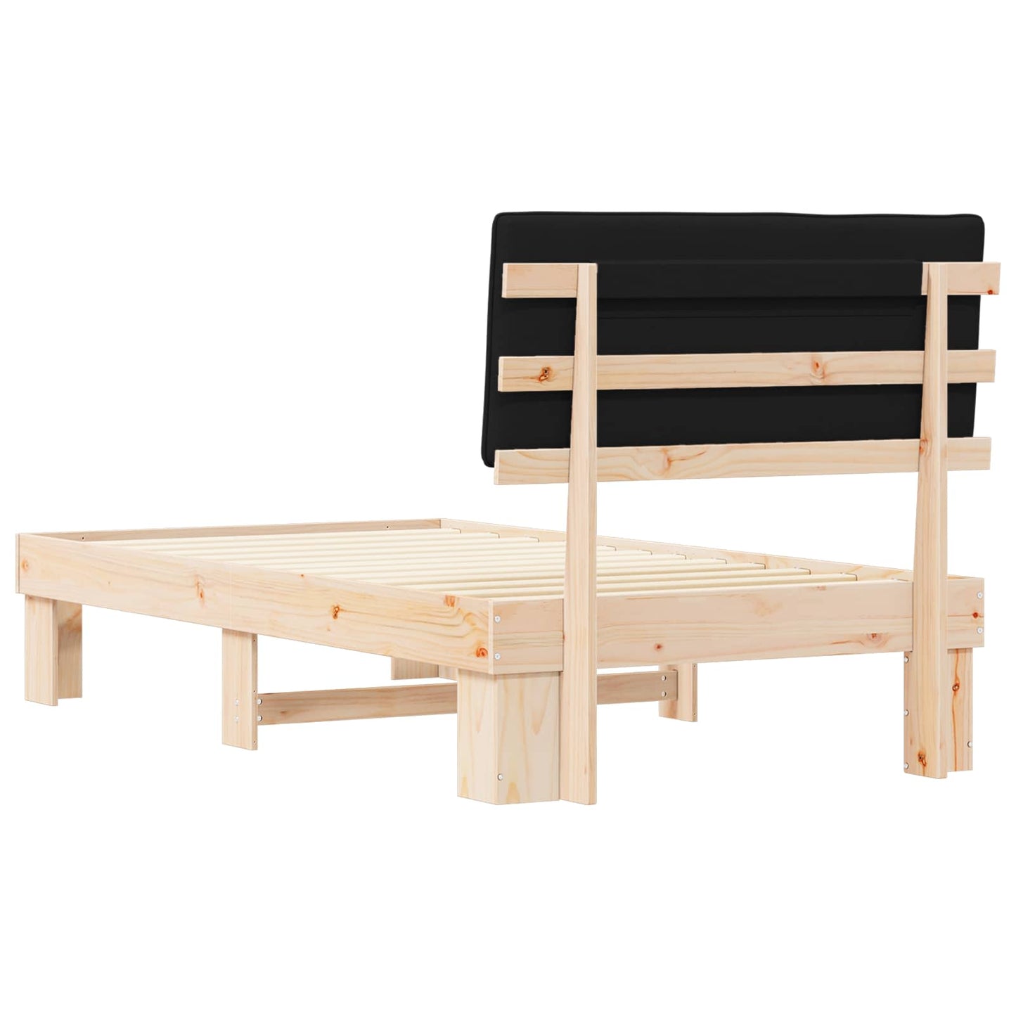 vidaXL Σκελετός Κρεβατιού με Επενδεδυμένο Κεφαλάρι Μαύρο 100 x 200 cm