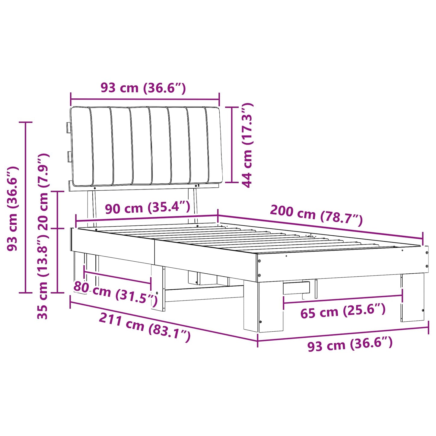 vidaXL Σκελετός Κρεβατιού με Επενδεδυμένο Κεφαλάρι Ανοιχτό γκρι