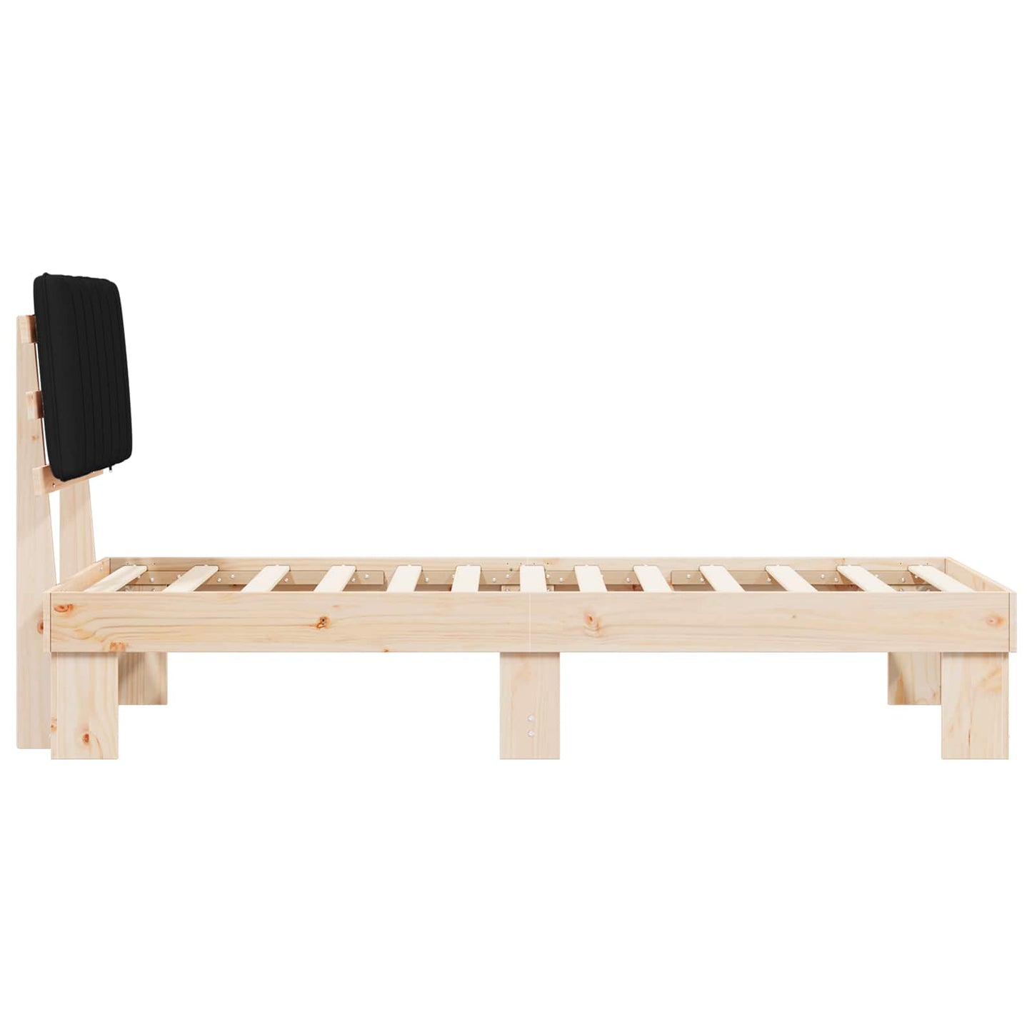 vidaXL Σκελετός Κρεβατιού με Επενδεδυμένο Κεφαλάρι Μαύρο 80 x 200 cm