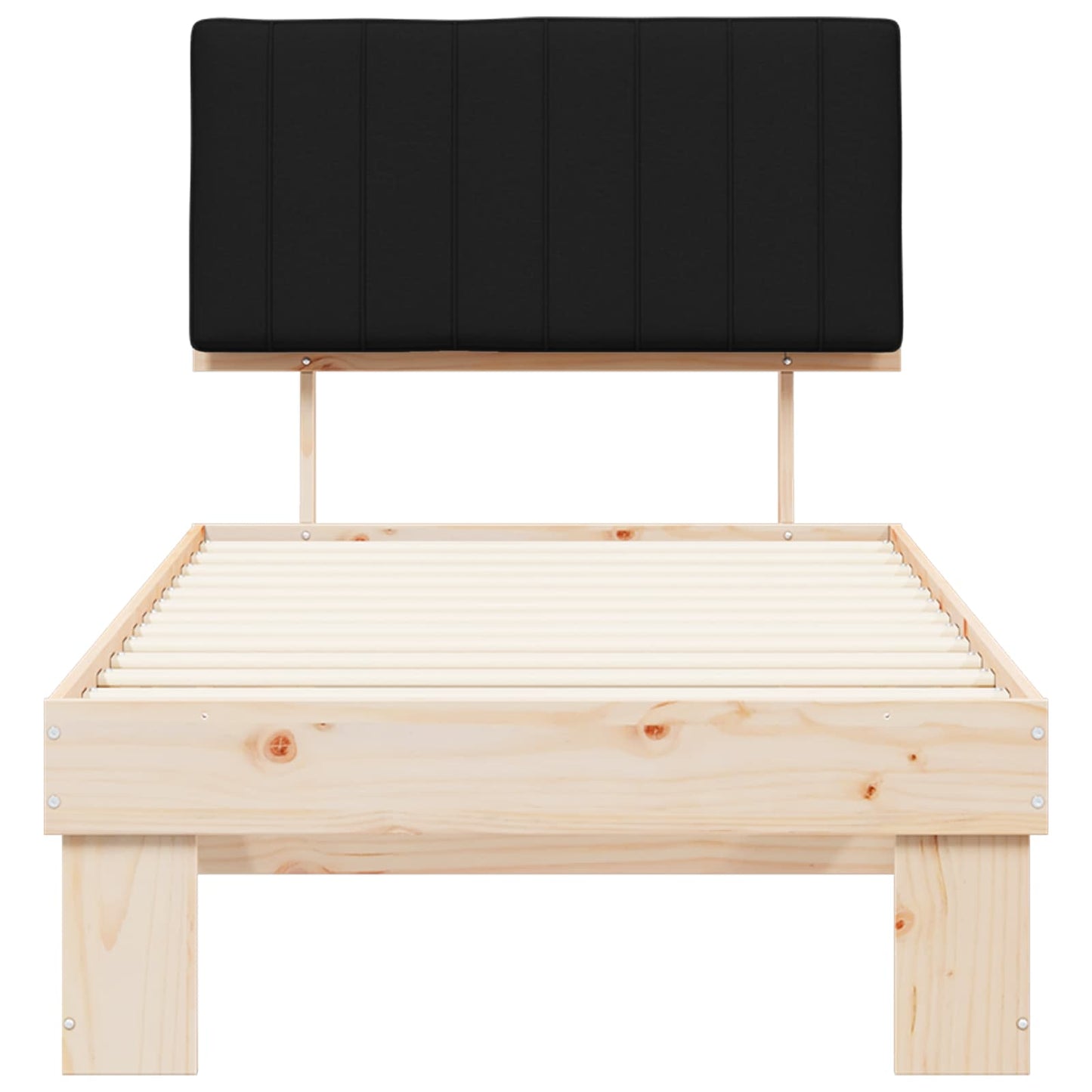 vidaXL Σκελετός Κρεβατιού με Επενδεδυμένο Κεφαλάρι Μαύρο 90 x 190 cm