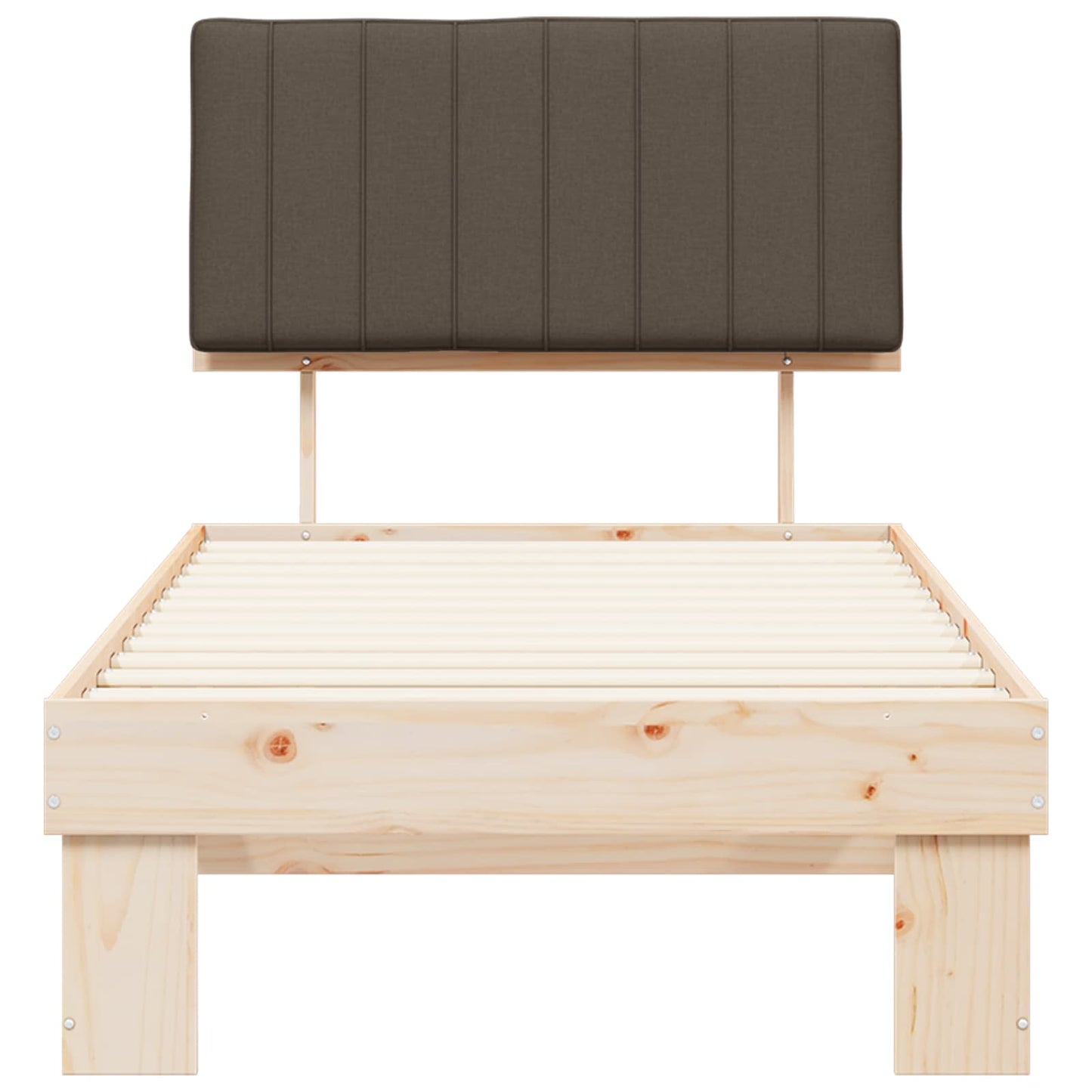 vidaXL Σκελετός Κρεβατιού με Επενδεδυμένο Κεφαλάρι Taupe 90 x 190 cm