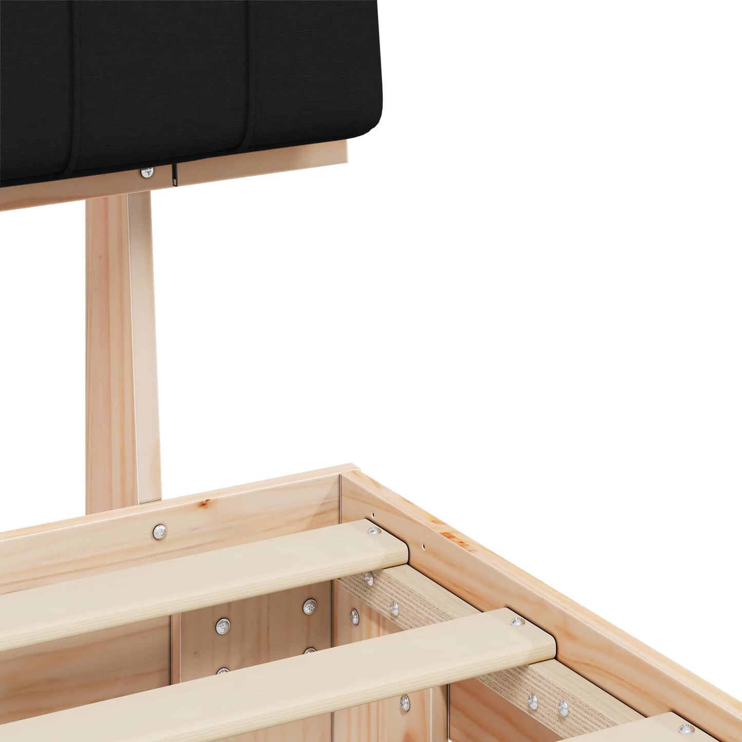 vidaXL Σκελετός Κρεβατιού με Επενδεδυμένο Κεφαλάρι Μαύρο 75 x 190 cm