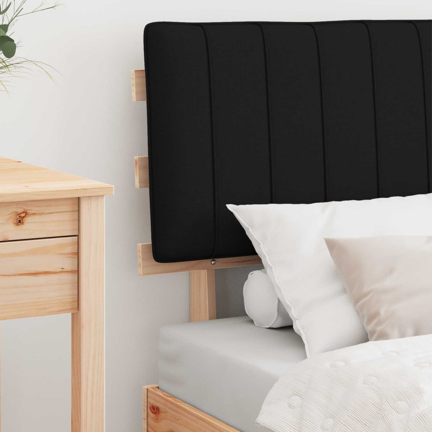 vidaXL Σκελετός Κρεβατιού με Επενδεδυμένο Κεφαλάρι Μαύρο 75 x 190 cm