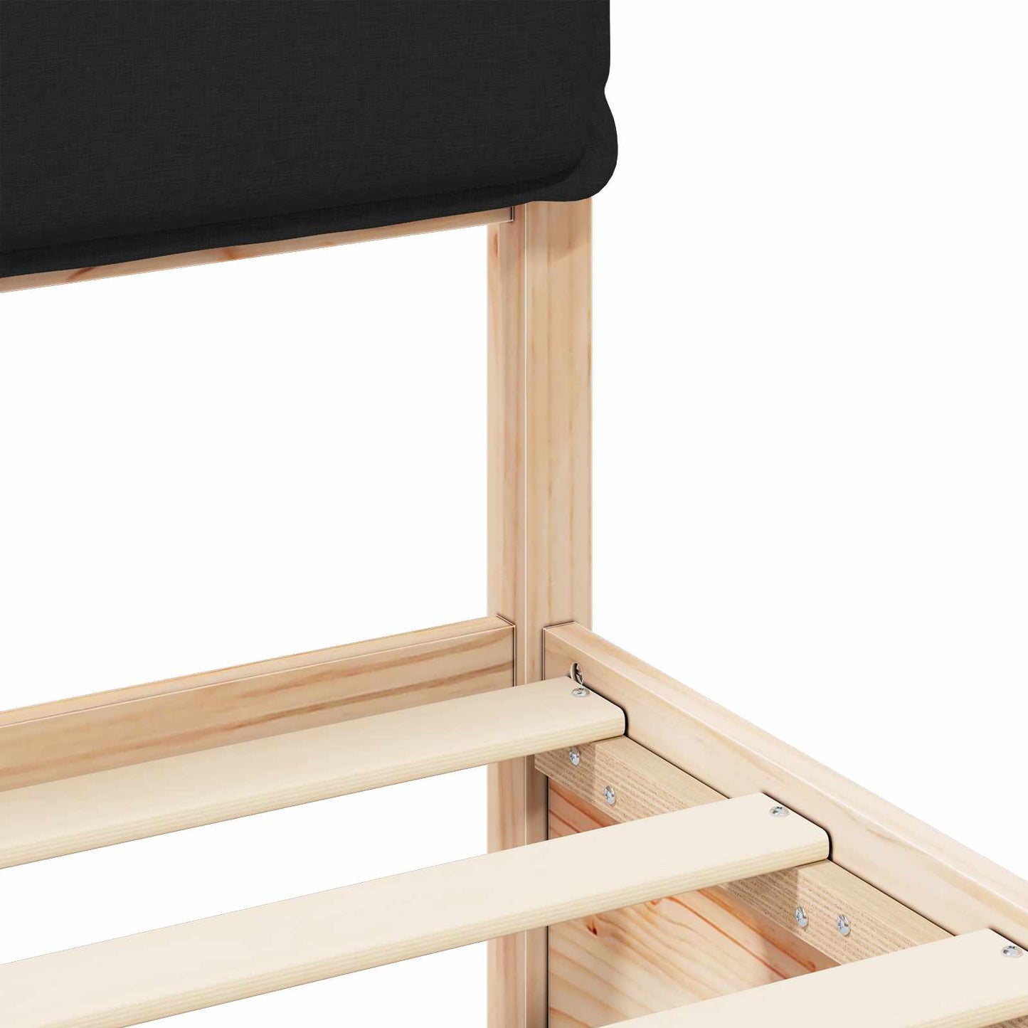 vidaXL Σκελετός Κρεβατιού με Επενδεδυμένο Κεφαλάρι Μαύρο 90 x 200 cm