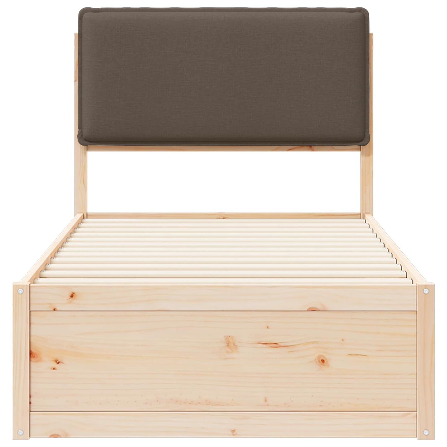 vidaXL Σκελετός Κρεβατιού με Επενδεδυμένο Κεφαλάρι Taupe 75 x 190 cm