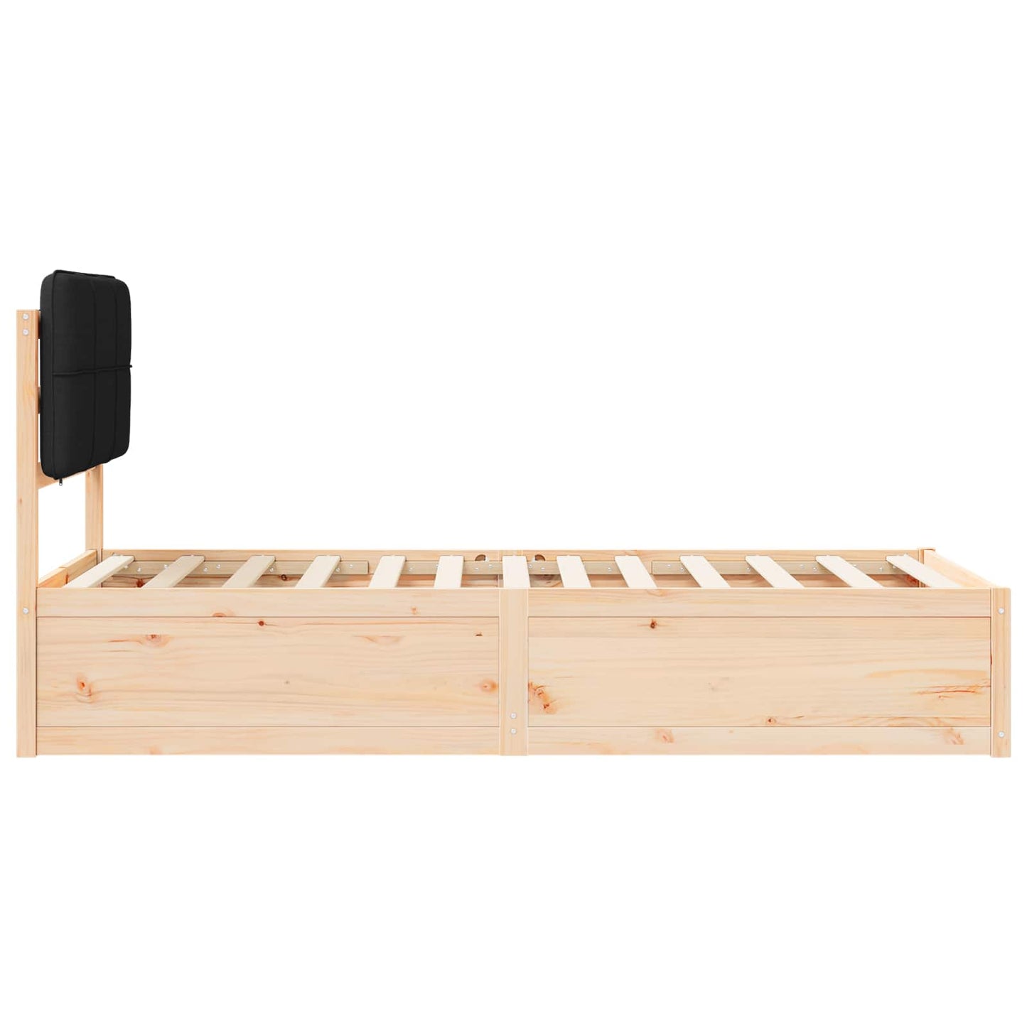 vidaXL Σκελετός Κρεβατιού με Επενδεδυμένο Κεφαλάρι Μαύρο 90 x 200 cm